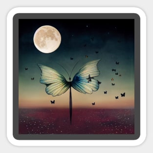 Butterfly Moon Sticker